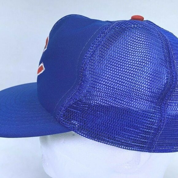 Vintage Chicago Cubs Hat Trucker Ball Cap Snapback Baseball Blue Hat VTG - Picture 4 of 9